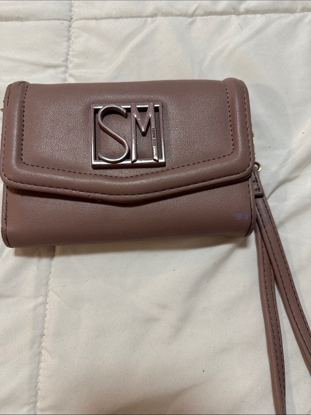 Steve Madden Mauve Wristlet Clutch with SM Logo #252